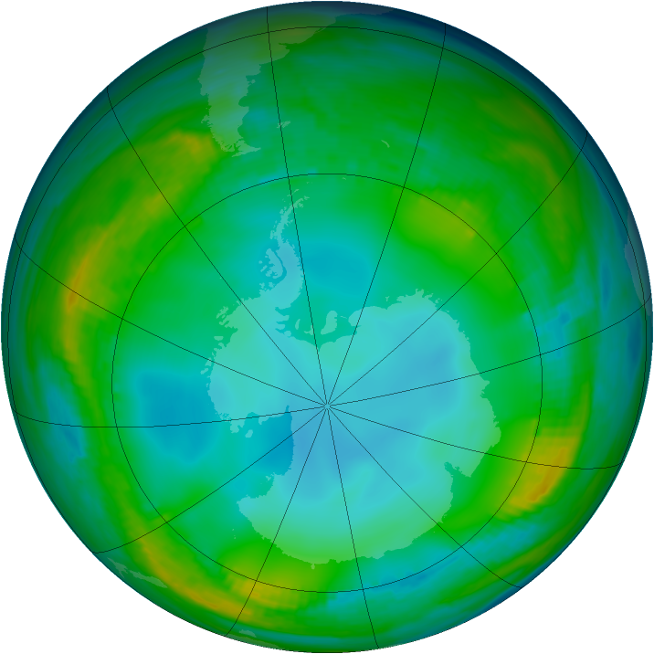 Antarctic ozone map for 14 June 1983
